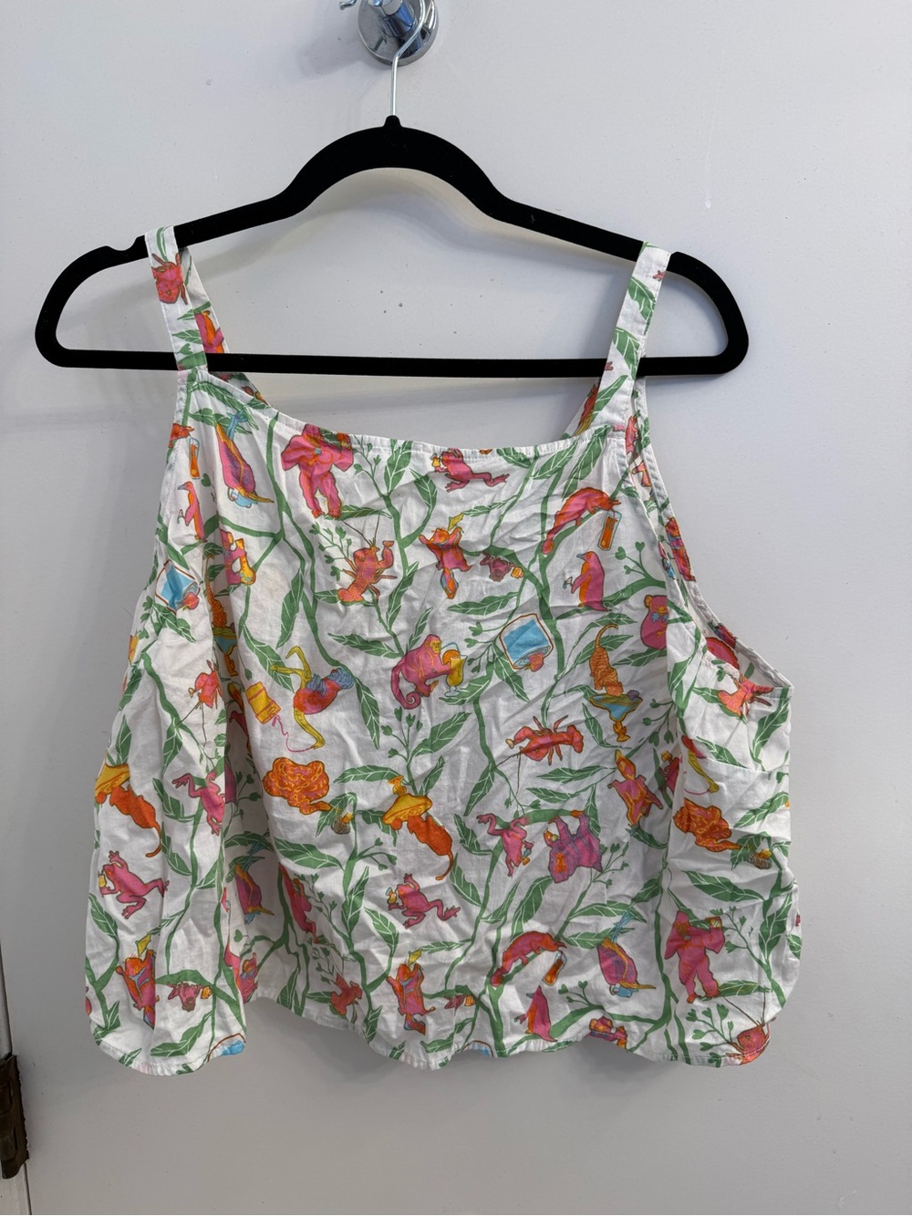 Modcloth White Camisole with Pink & Orange Botanical Print